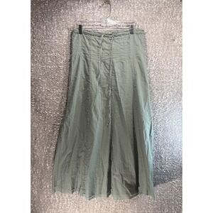 Halogen Maxi Skirt XS Green Drawstring Peasant Bohemian Raw Seam Lined Cotton
